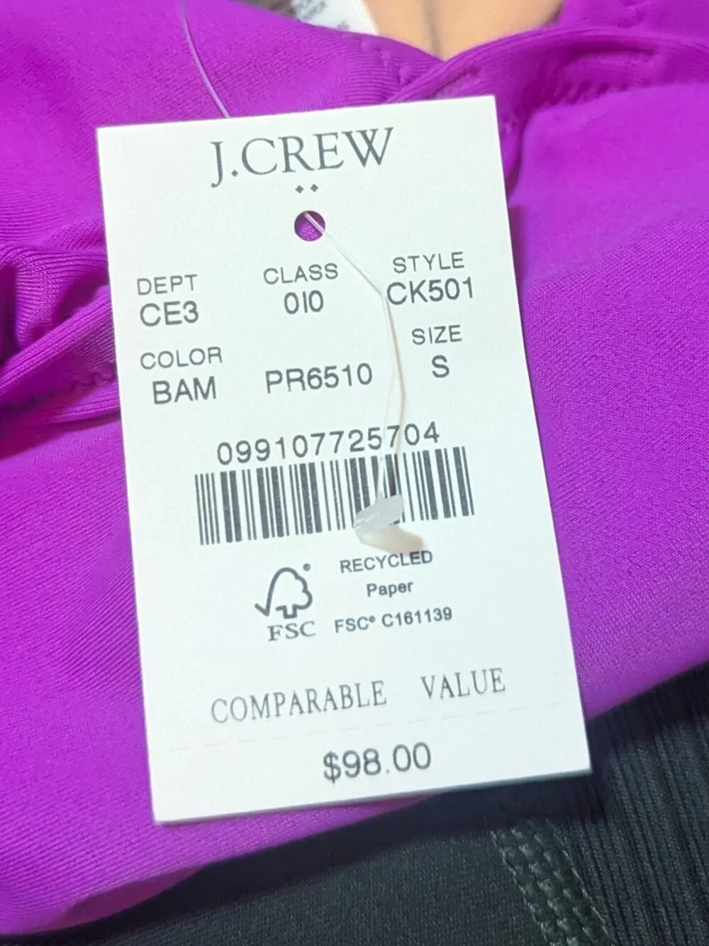 NEW J. Crew Bright Purple Swimsuit One Piece Cut out Strap Small